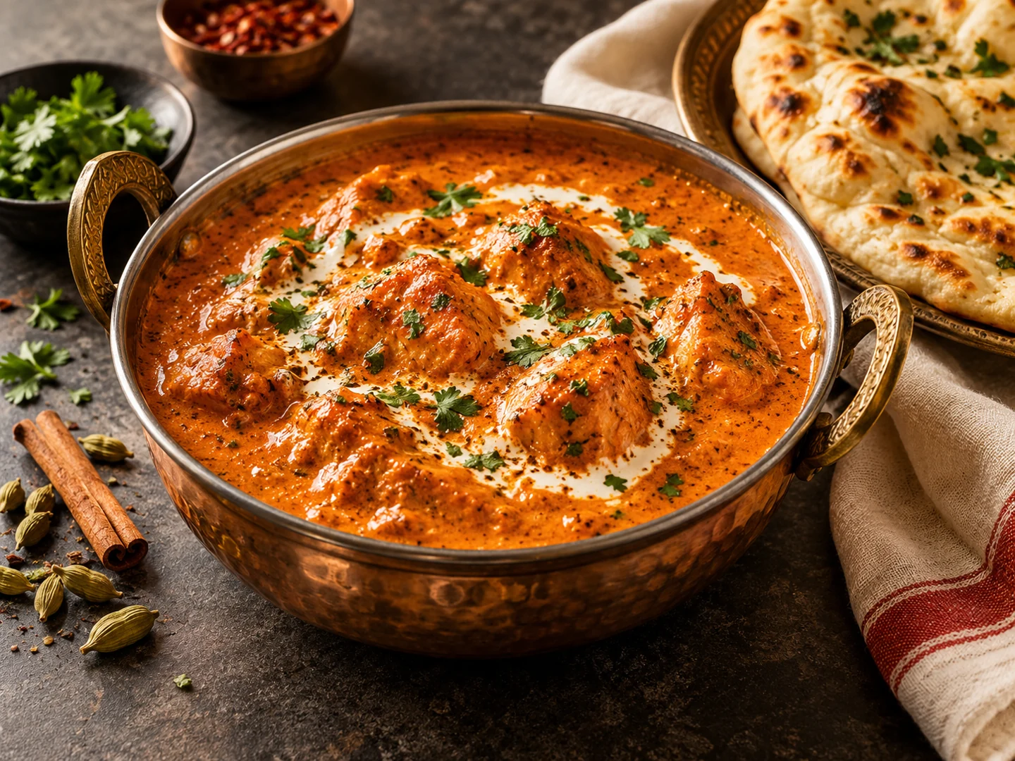 Indian non-vegetarian cooking illustrated by butter chicken