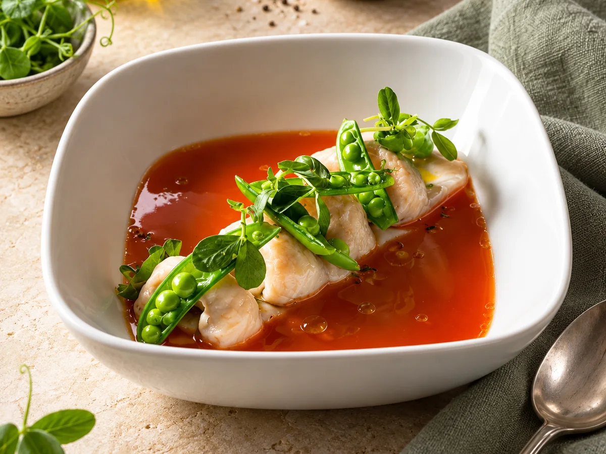 Soup presentation — illustrative culinary photography