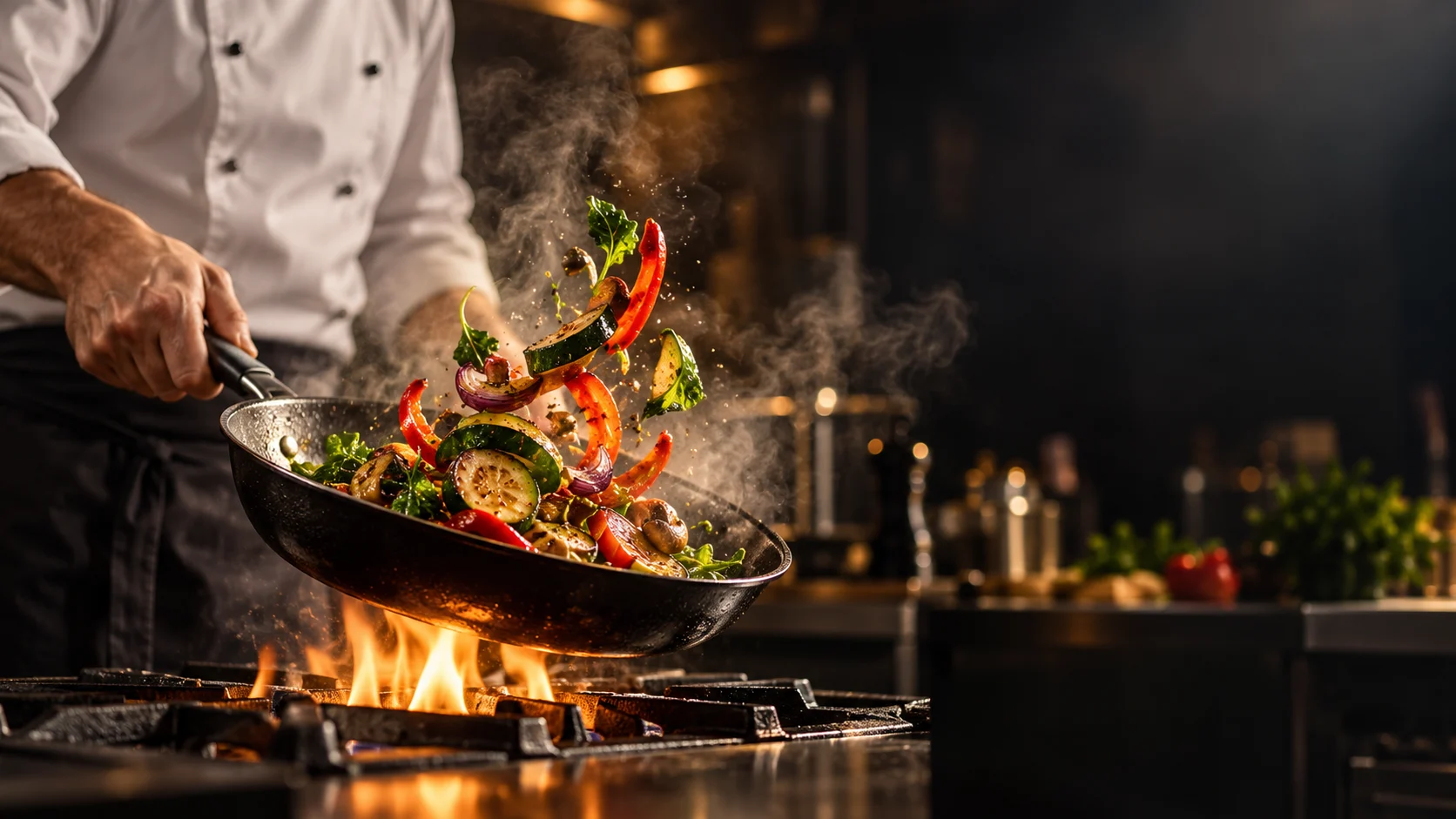 Illustrative culinary cooking action